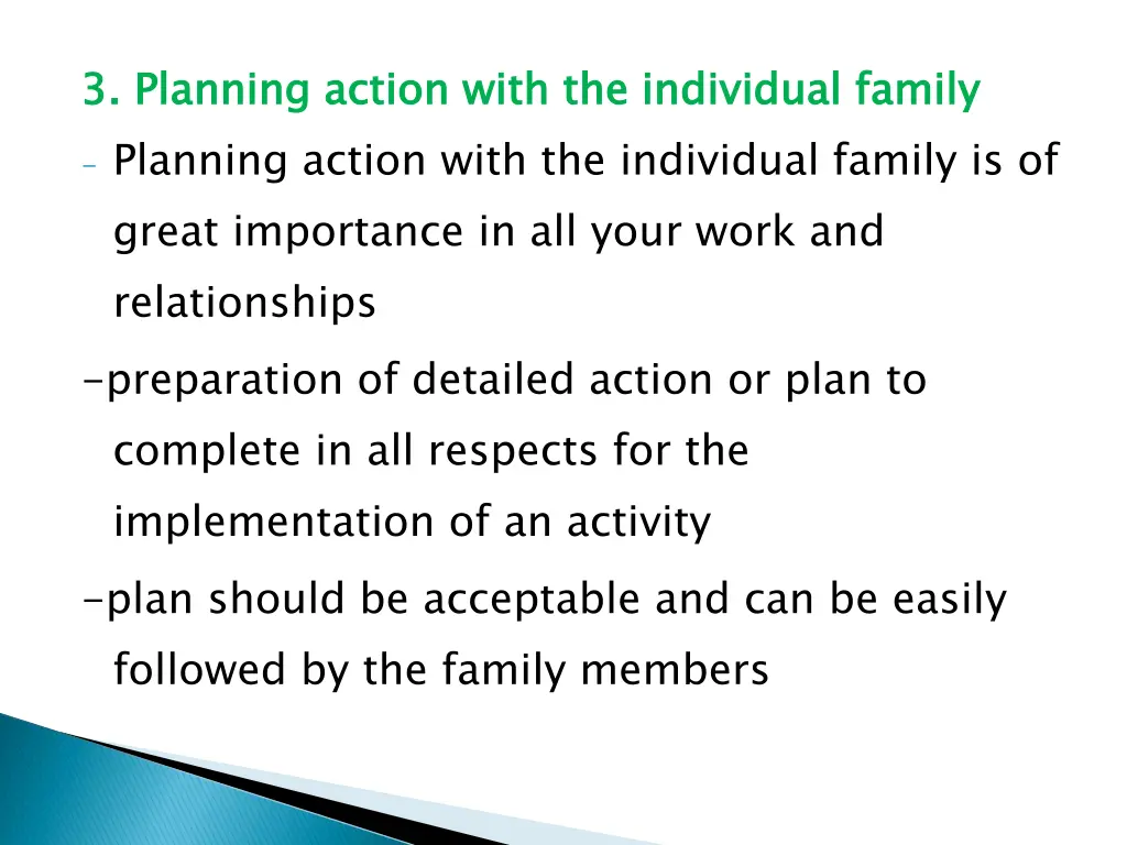 3 planning action with the individual family