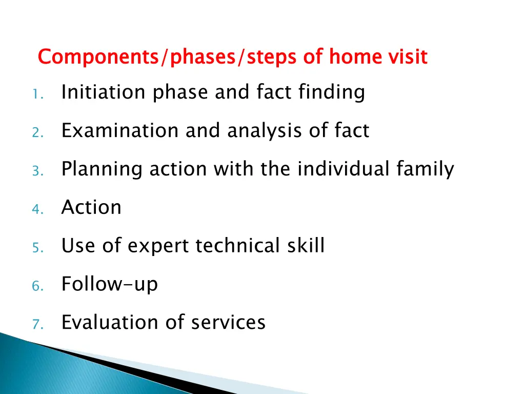 components phases steps of home visit