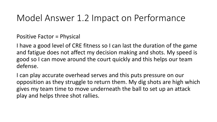 model answer 1 2 impact on performance