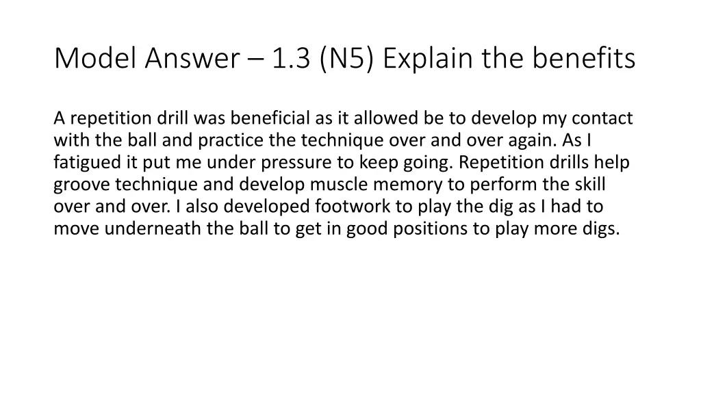 model answer 1 3 n5 explain the benefits