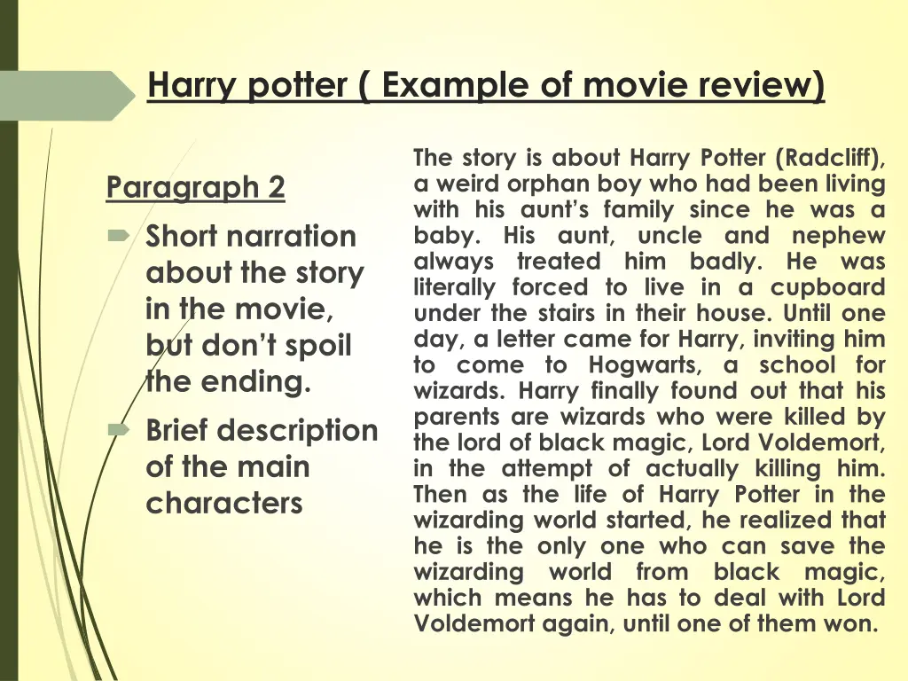 harry potter example of movie review 1