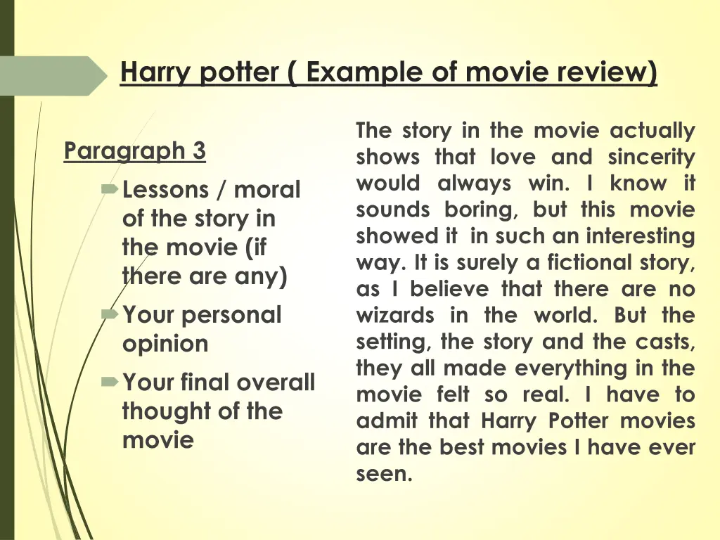 harry potter example of movie review 2