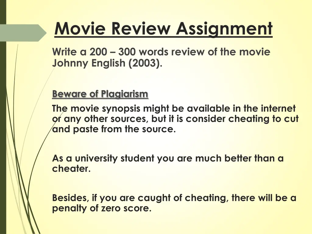 movie review assignment
