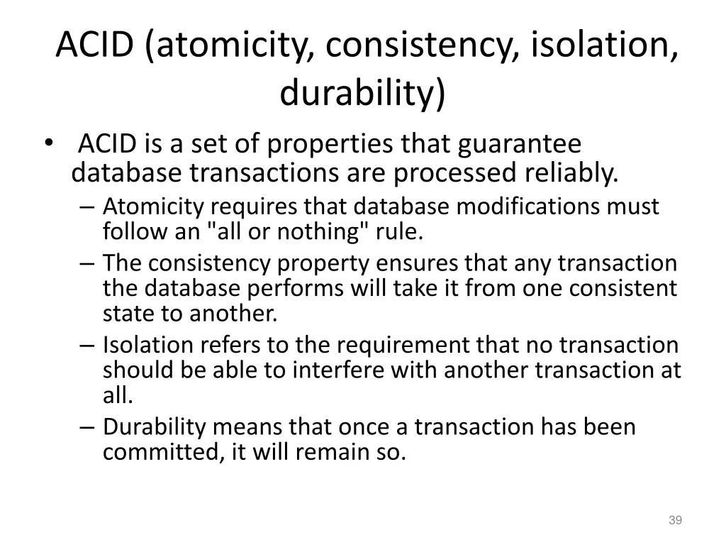 acid atomicity consistency isolation durability