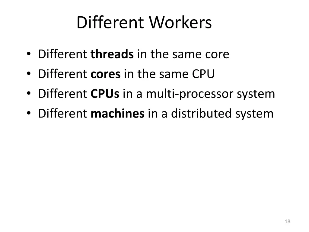 different workers