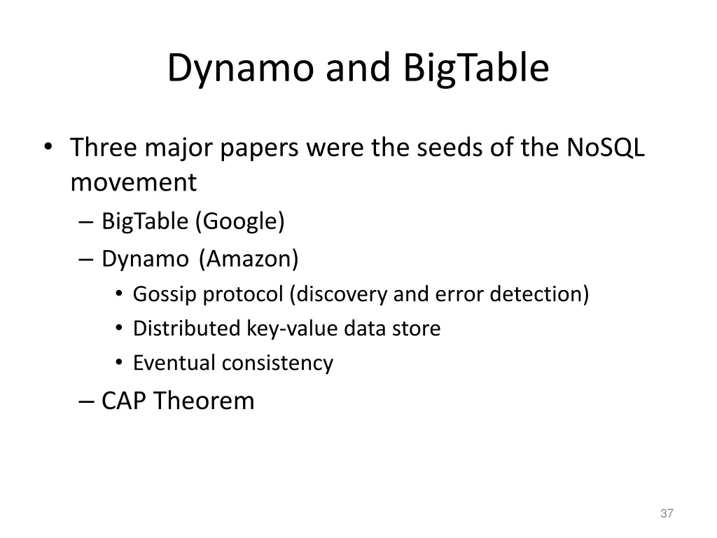 dynamo and bigtable