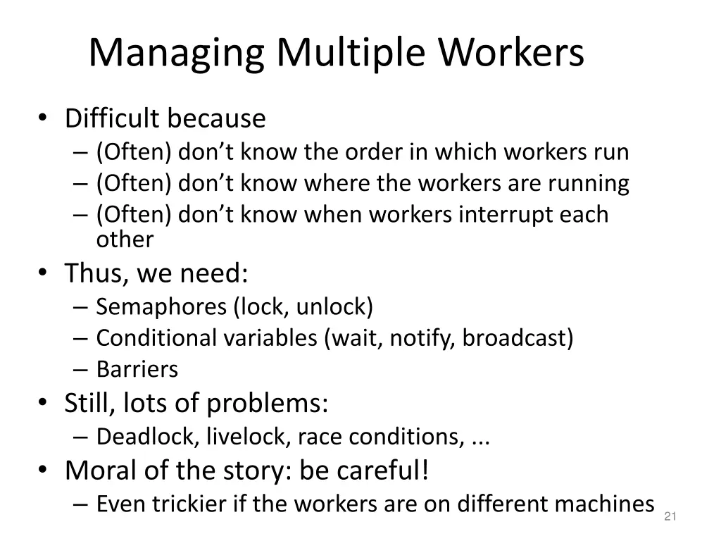 managing multiple workers