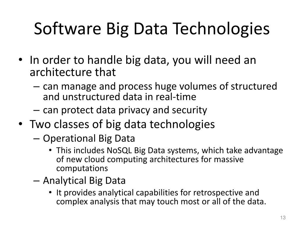 software big data technologies