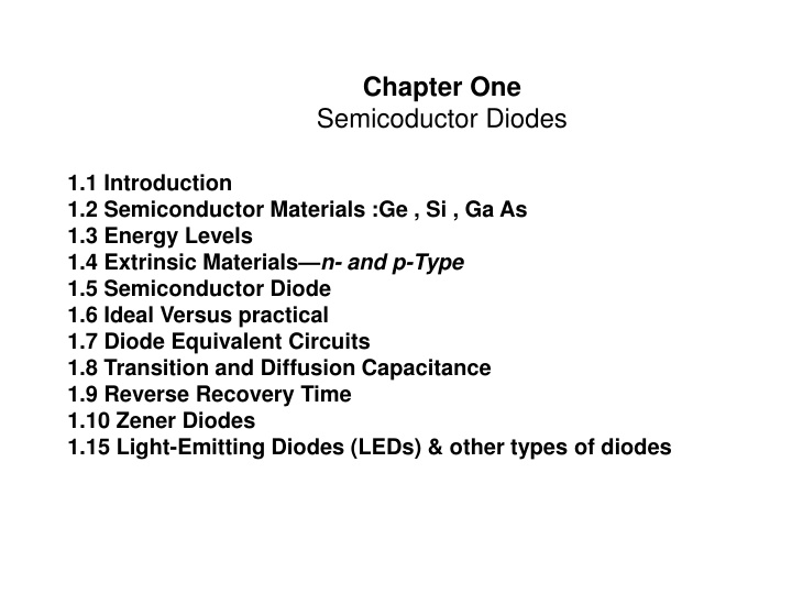 chapter one semicoductor diodes