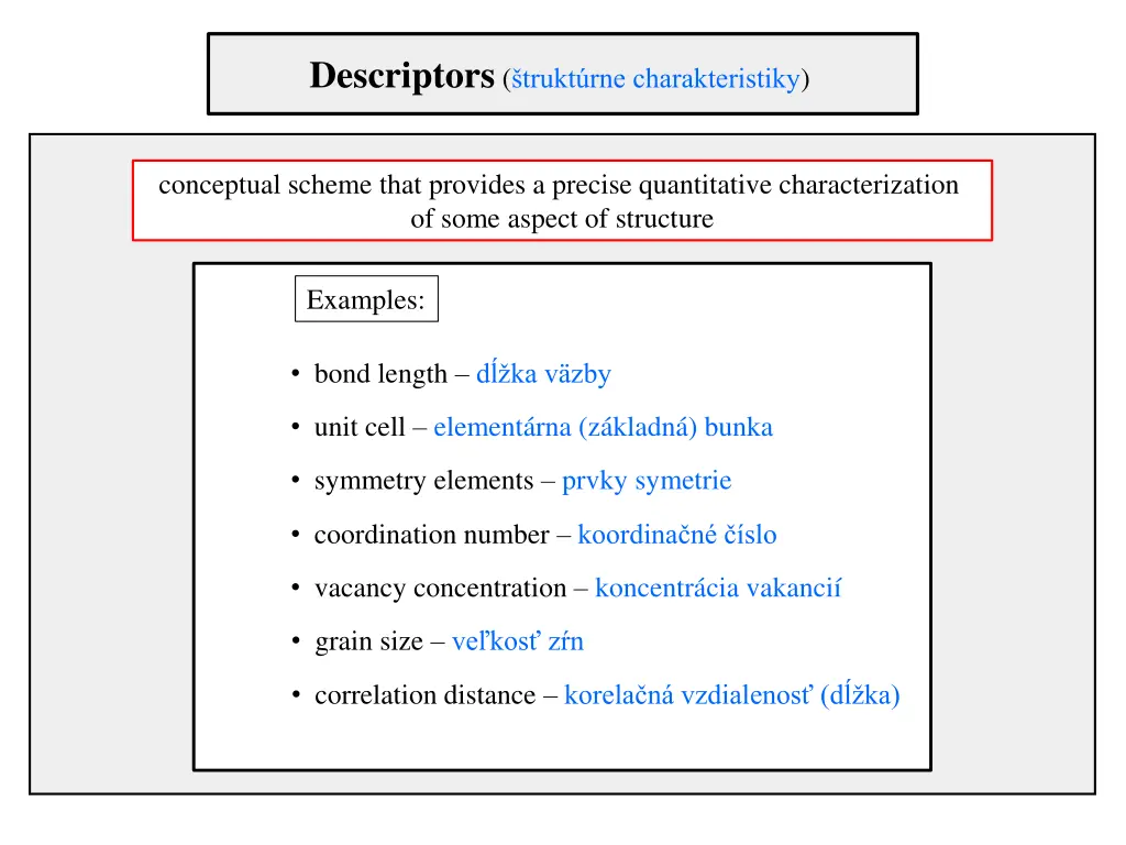 descriptors trukt rne charakteristiky