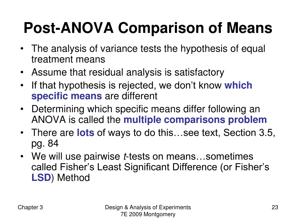 post anova comparison of means