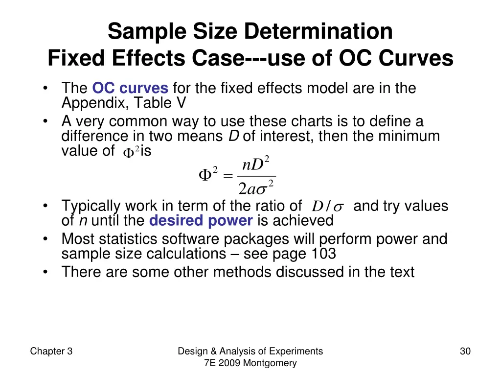 sample size determination fixed effects case 1