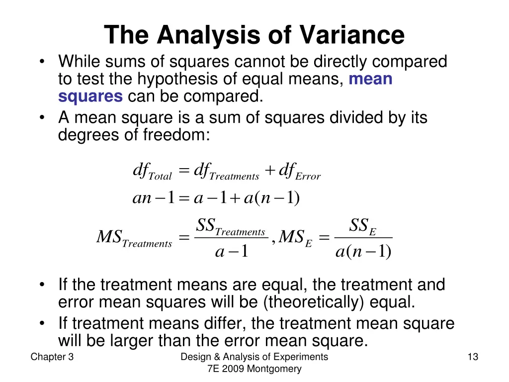 the analysis of variance while sums of squares