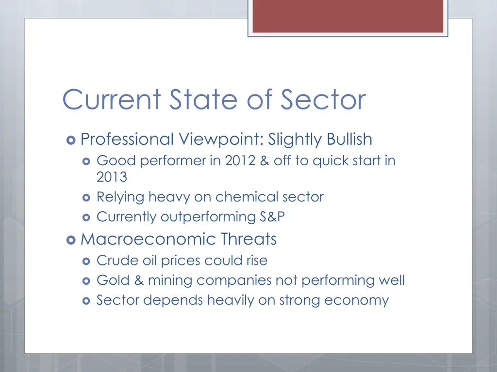 current state of sector