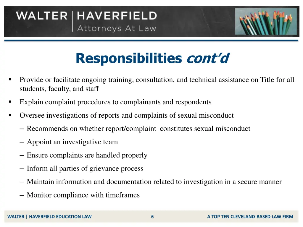 responsibilities cont d