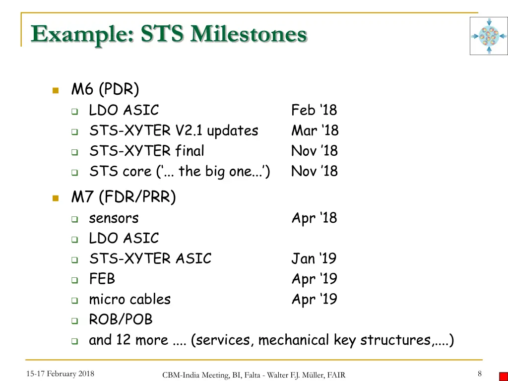 example sts milestones