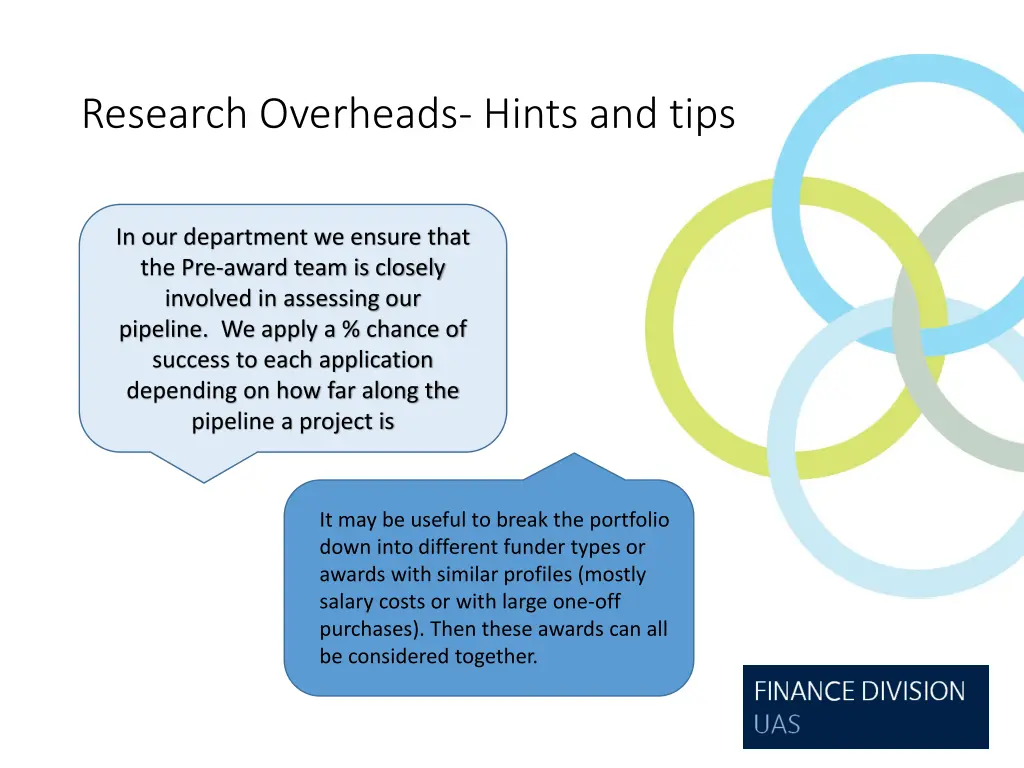 research overheads hints and tips