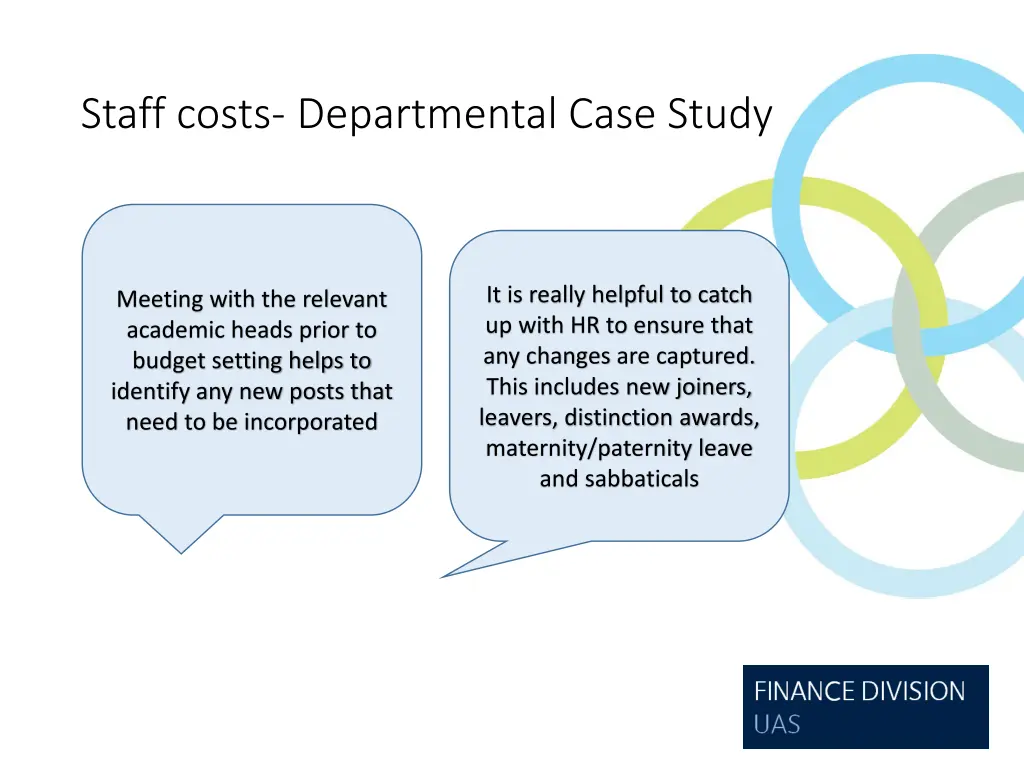staff costs departmental case study