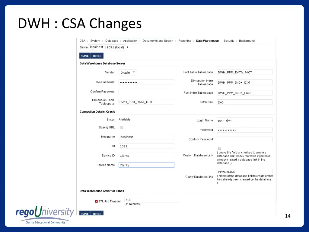 dwh csa changes