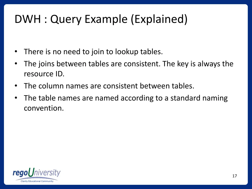 dwh query example explained