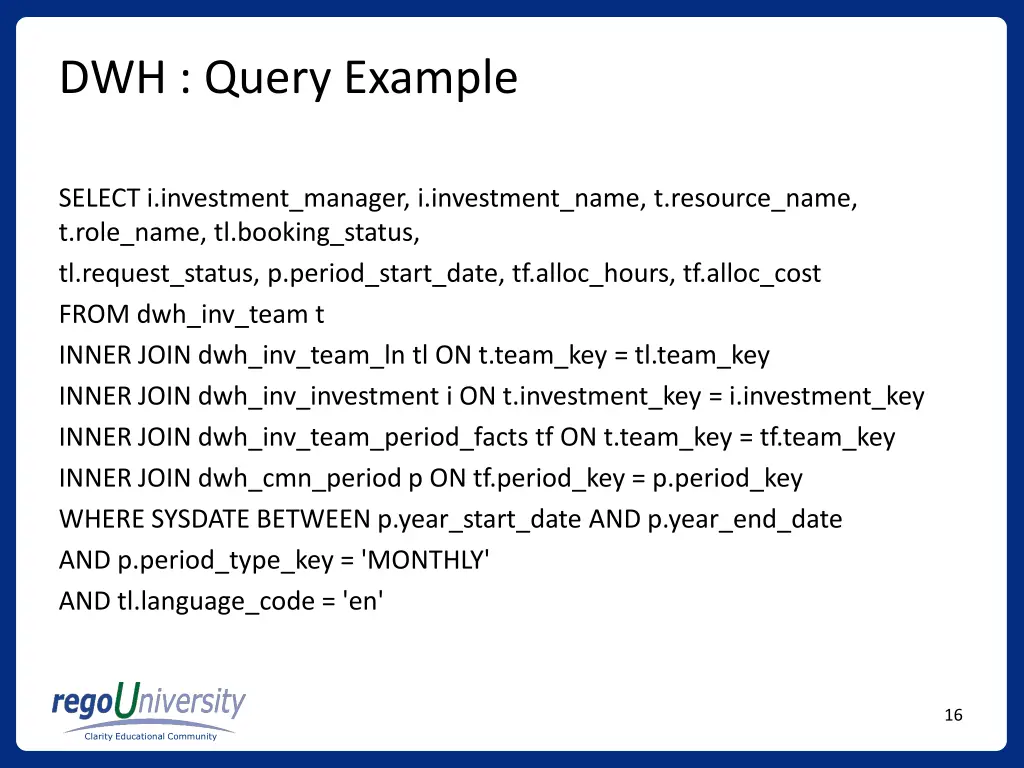 dwh query example