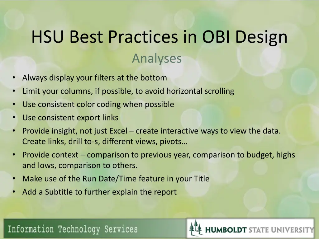 hsu best practices in obi design analyses