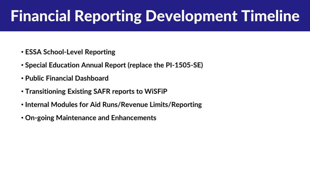 financial reporting development timeline
