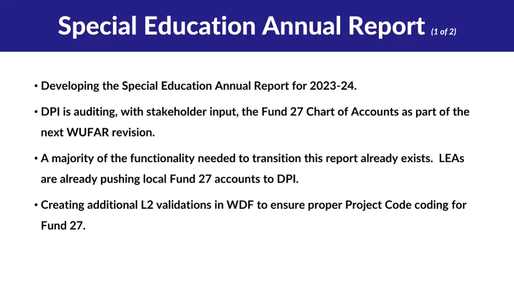 special education annual report 1 of 2