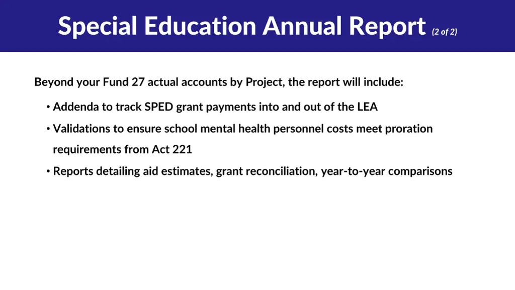 special education annual report 2 of 2
