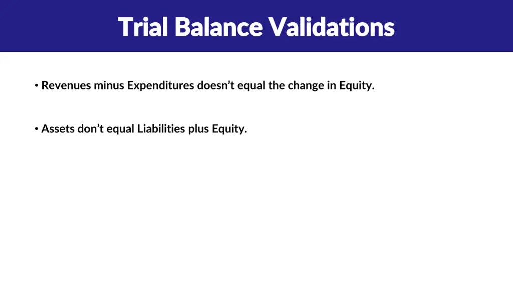trial balance validations trial balance