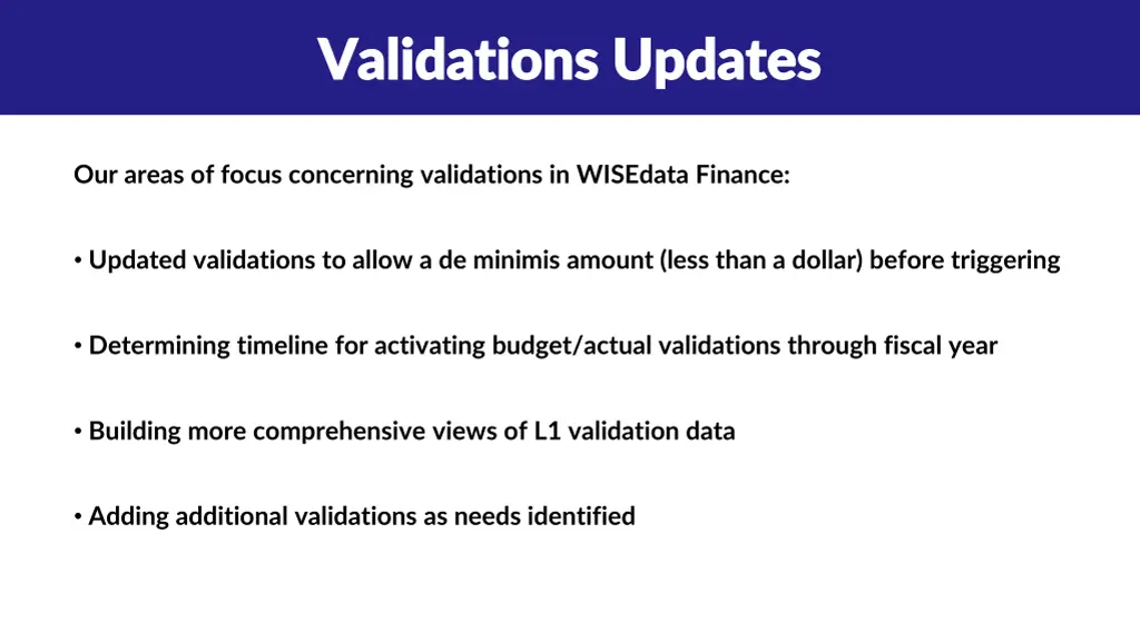 validations updates validations updates