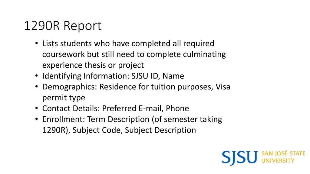 1290r report lists students who have completed