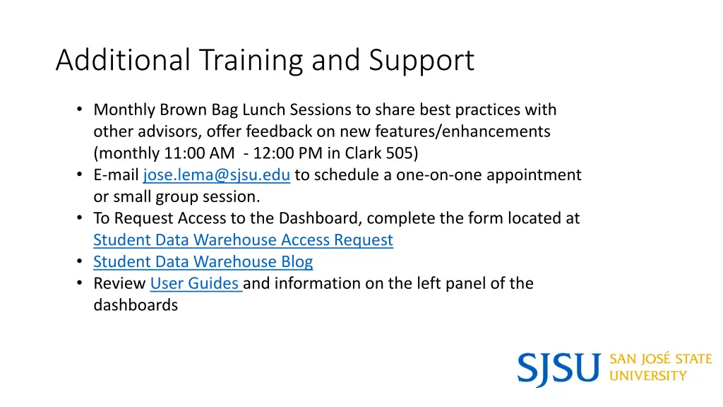 additional training and support