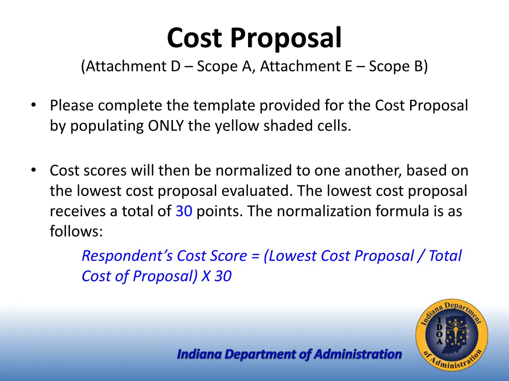 cost proposal attachment d scope a attachment