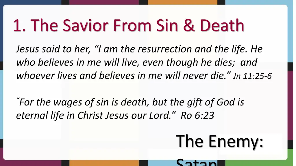 1 the savior from sin death