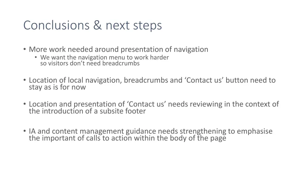 conclusions next steps