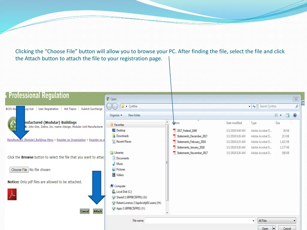 clicking the choose file button will allow