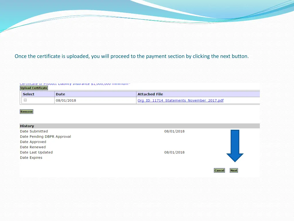 once the certificate is uploaded you will proceed