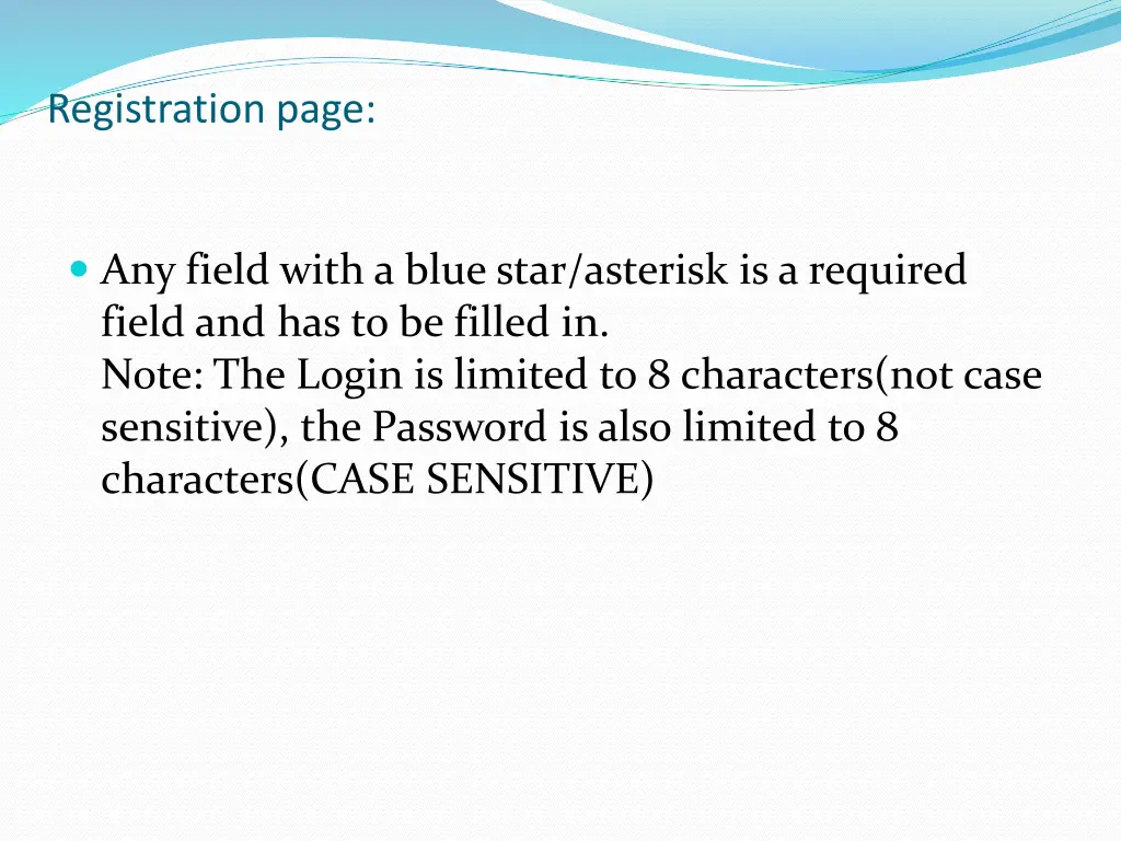 registration page