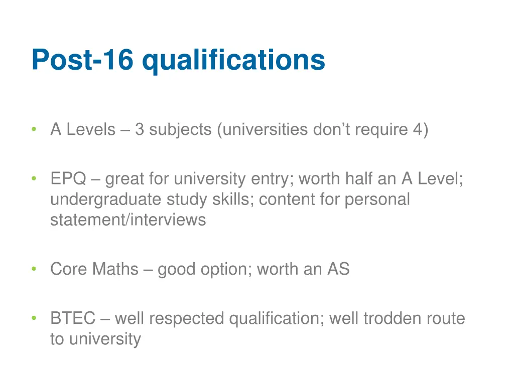 post 16 qualifications
