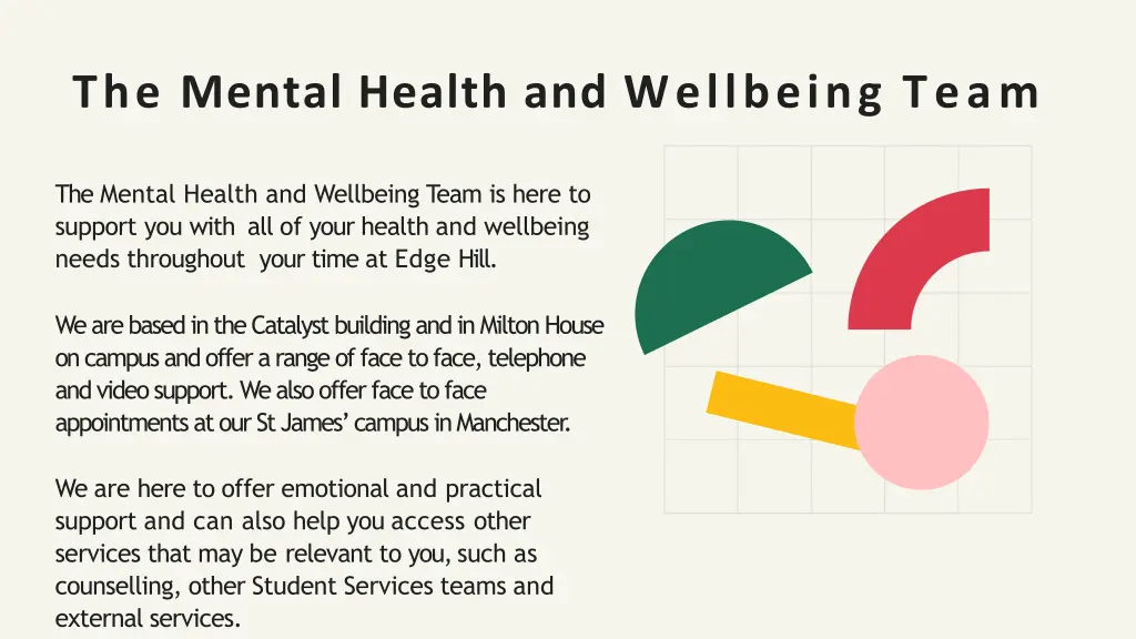 the mental health and wellbeing team