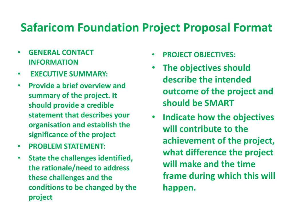 safaricom foundation project proposal format