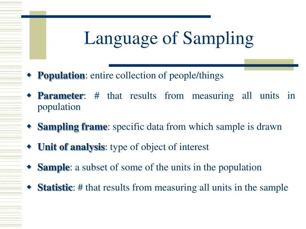 language of sampling