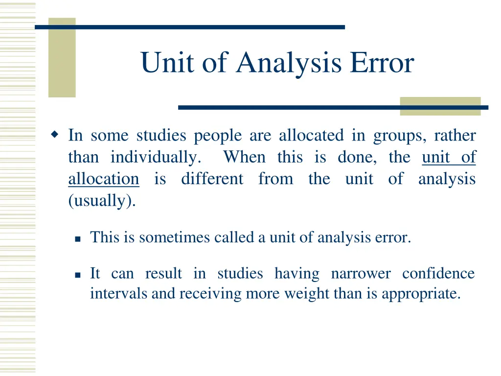 unit of analysis error