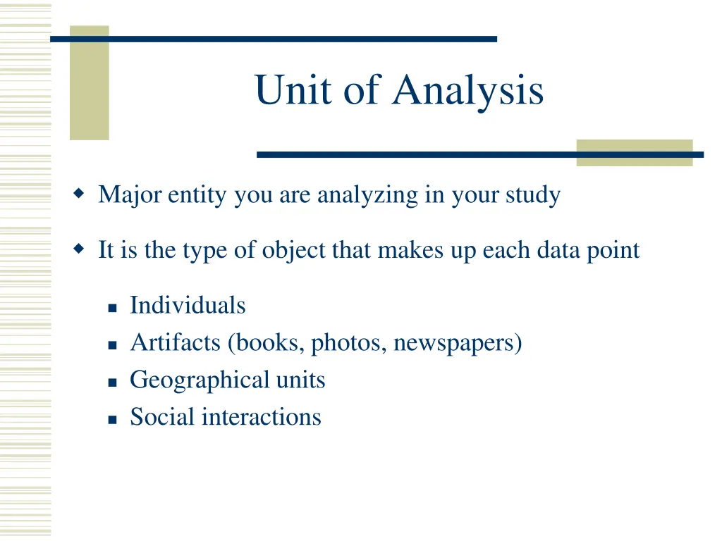 unit of analysis