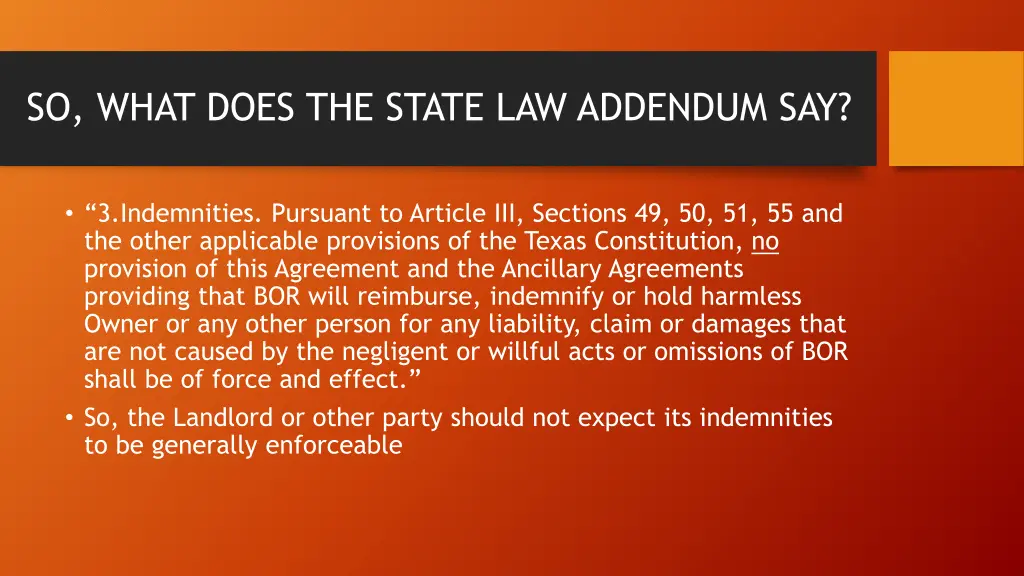 so what does the state law addendum say