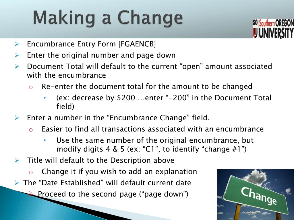 encumbrance entry form fgaencb enter the original