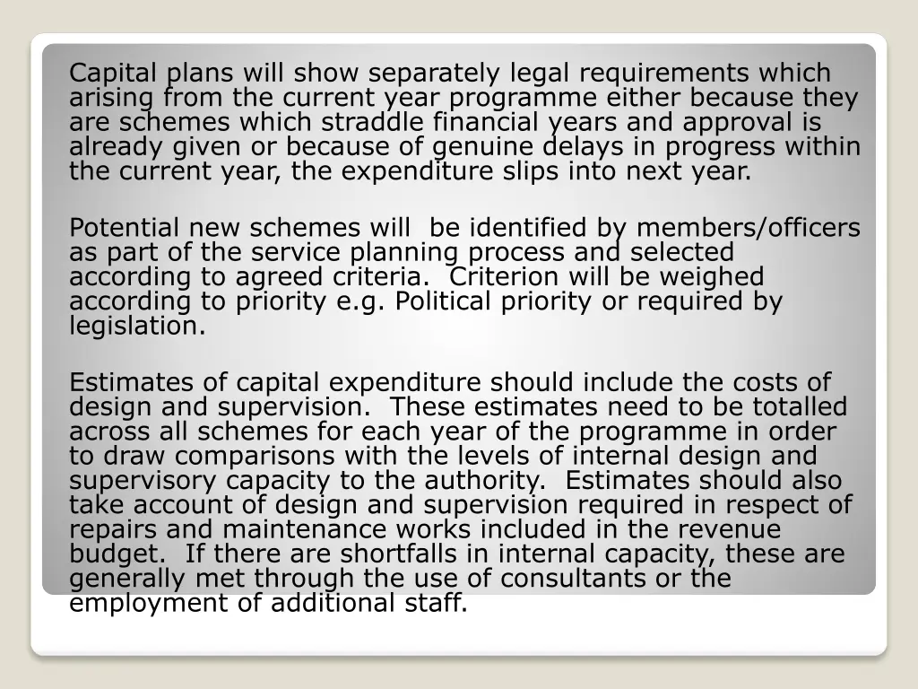 capital plans will show separately legal