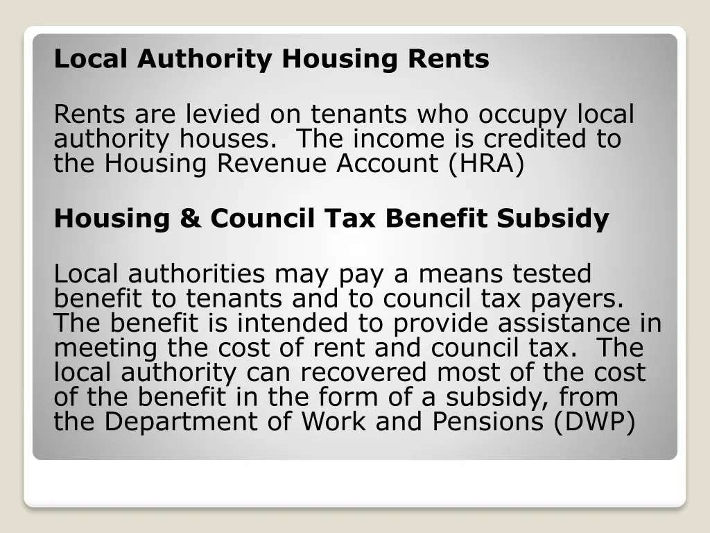 local authority housing rents