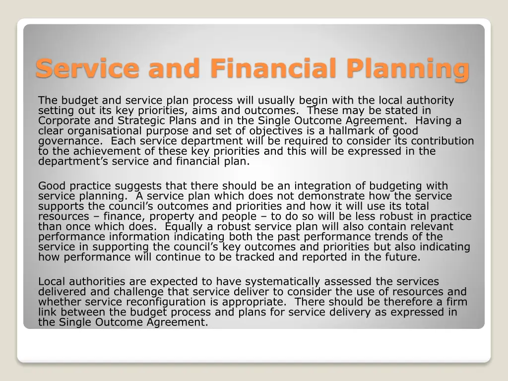 service and financial planning